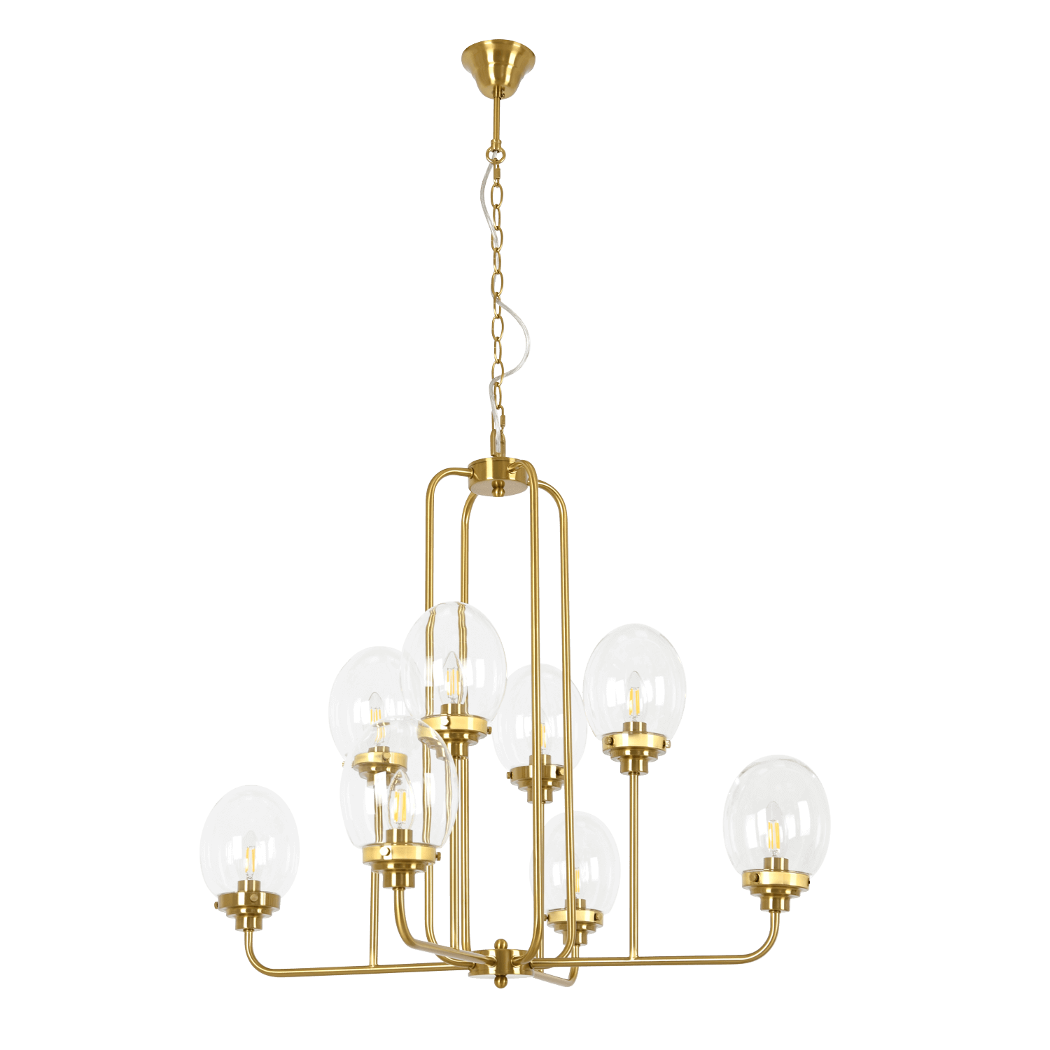 Osiris 8 Light Gold Brass and Clear Glass Chandelier