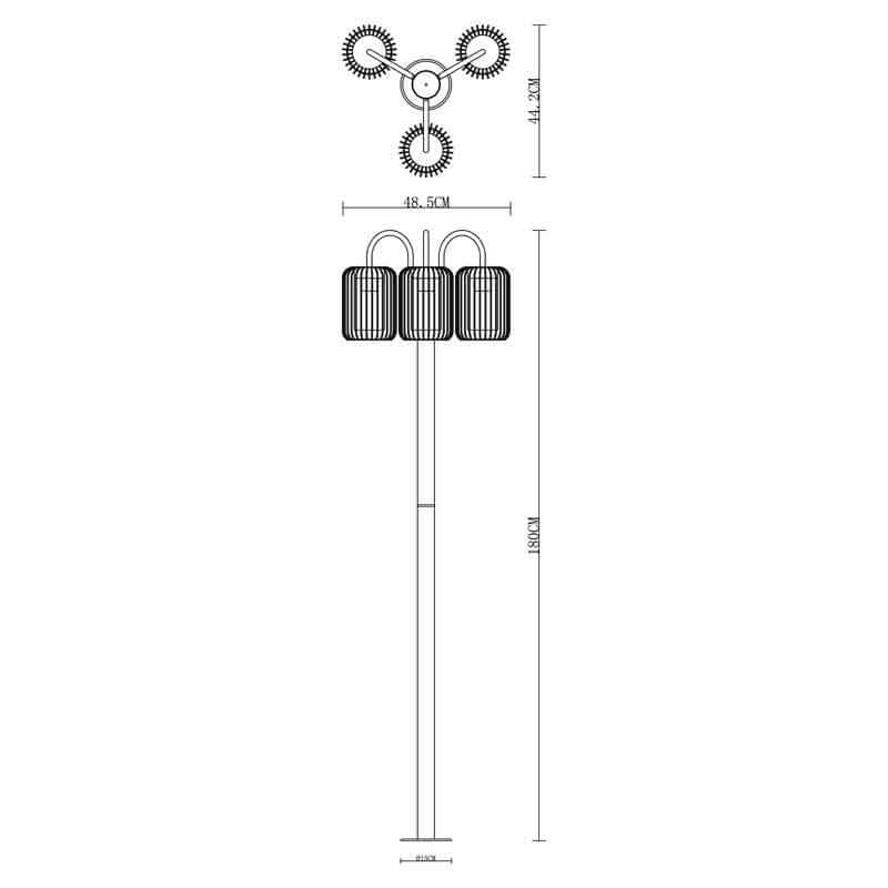 Koda Black 3 Light Outdoor Pole