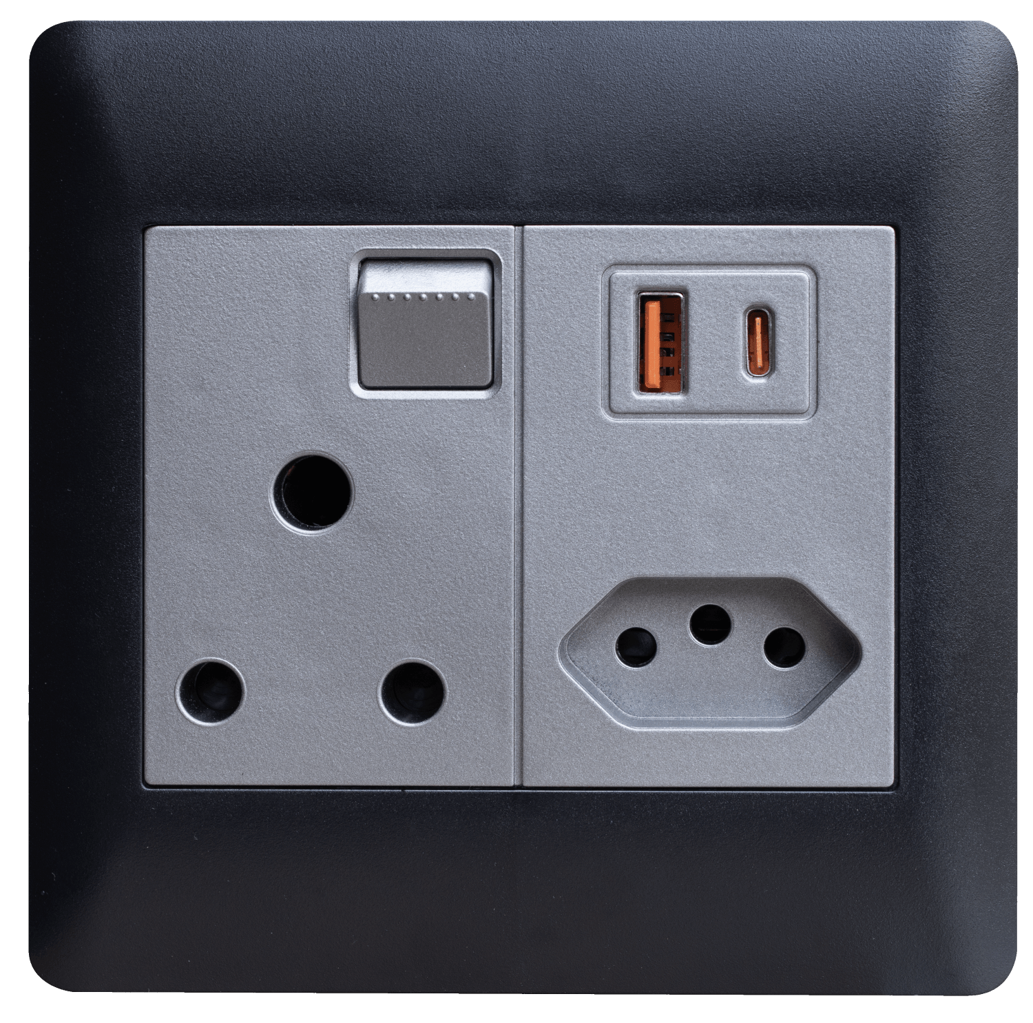 Apollo Titanium Black 4x4 Single Plug, Euro Plug and 3.1 USB A+C Port