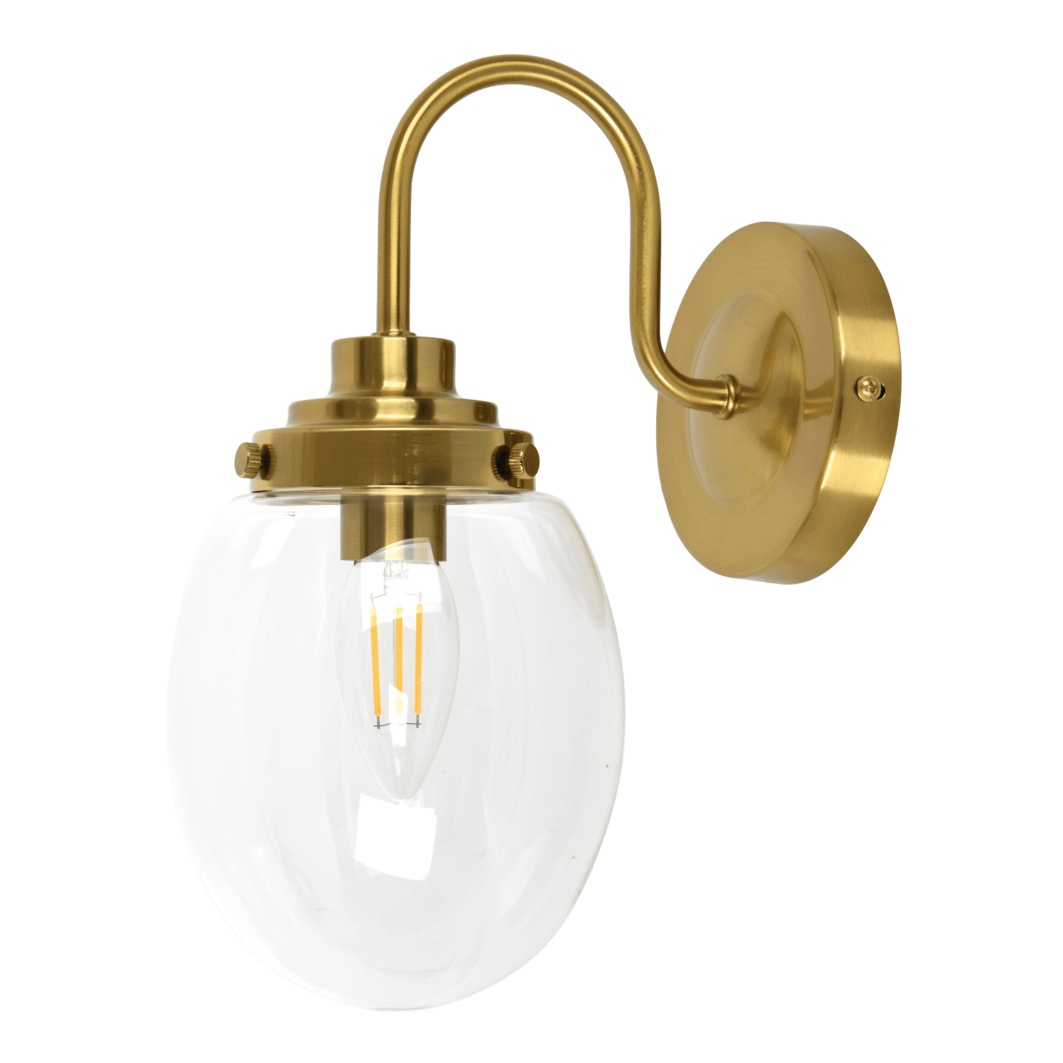 Tori Gold Brass Wall Light with Clear Glass