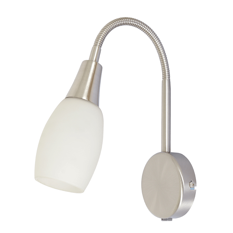 Jerry Satin Nickel Wall Light with Frosted Glass