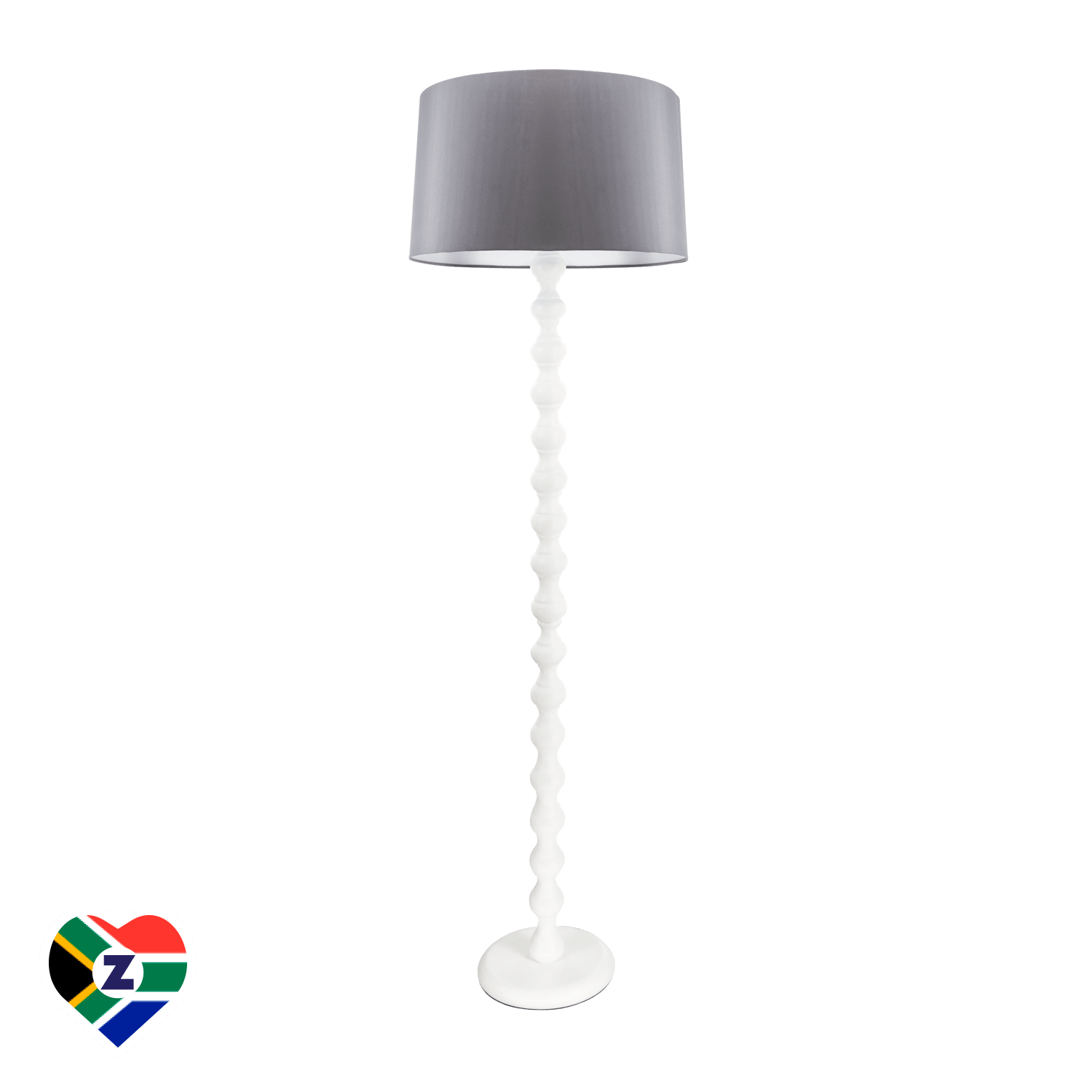 White Standing Lamp with Light Grey Shade