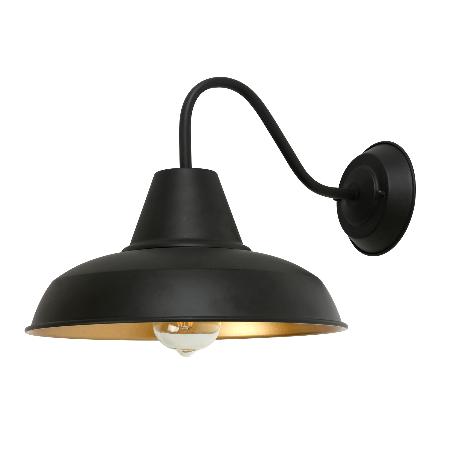 Athena Black Wall Light with Gold Inner