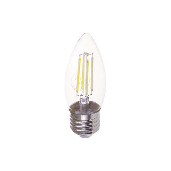 Candle 4W ES & E27 Globes Warm White Clear Dimmable LED Filament