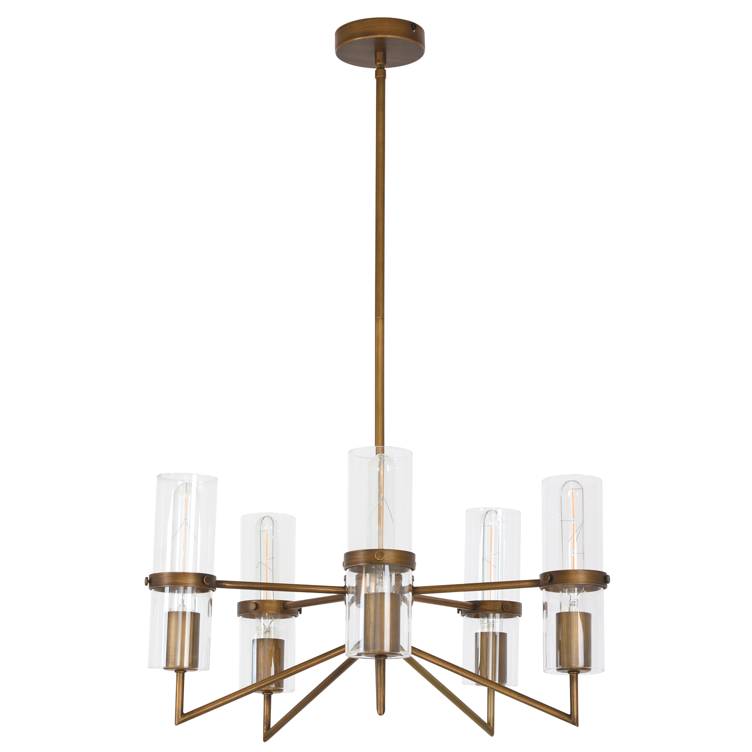 Florence 5 Light Brown/Gold Chandelier with Clear Glass
