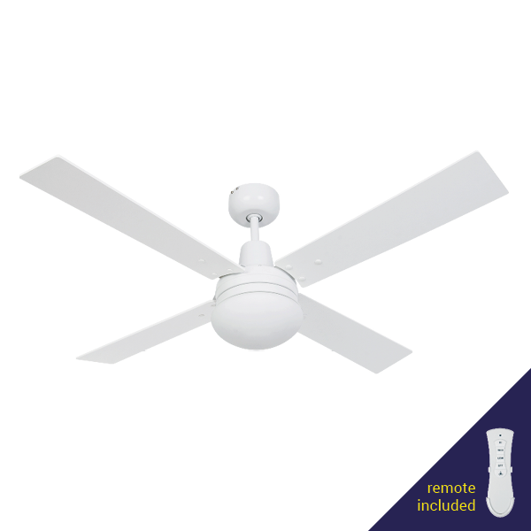 Goshawk Ceiling Fan with Light and Remote Control - white blades