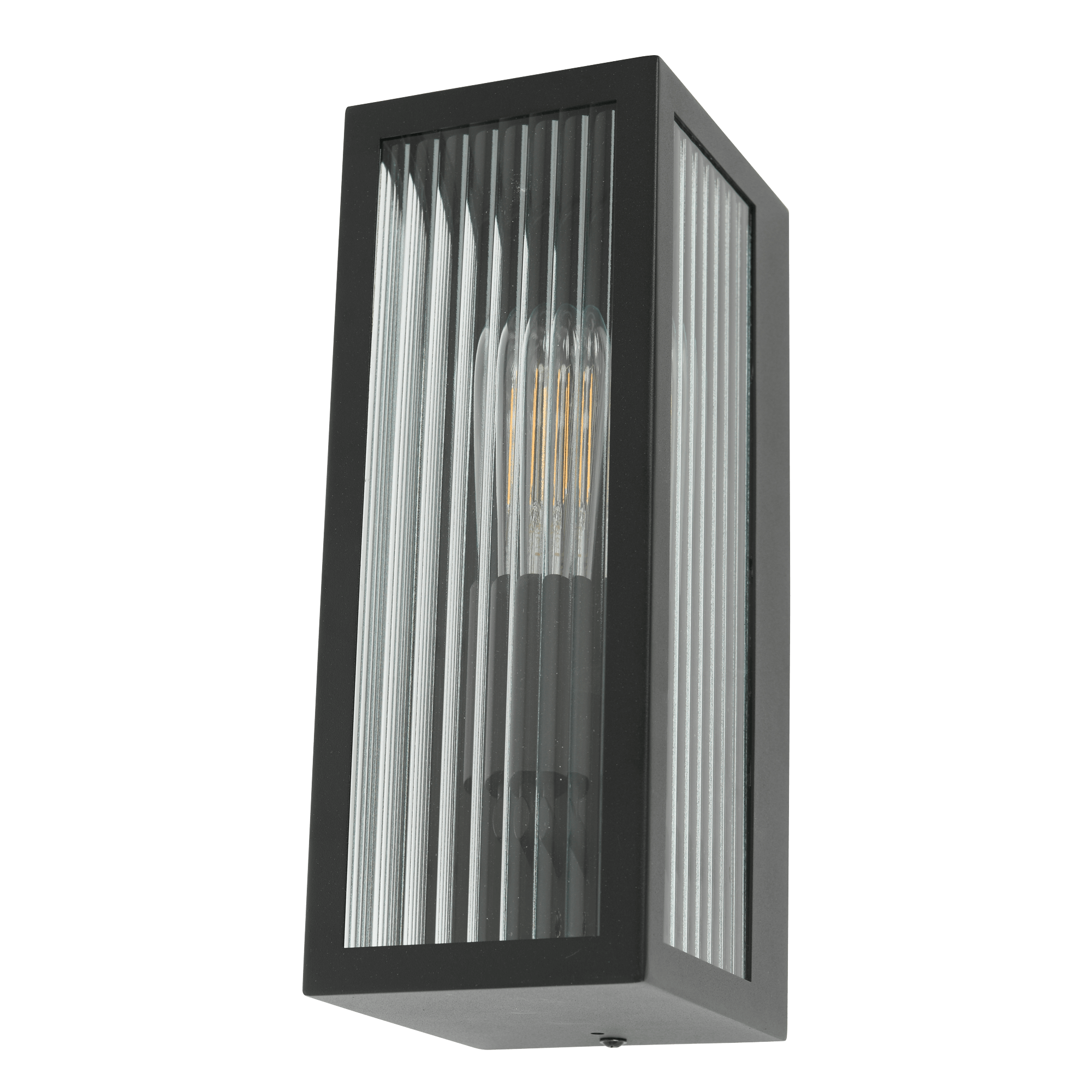 Kamara Black Outdoor Wall Light with Beveled Glass