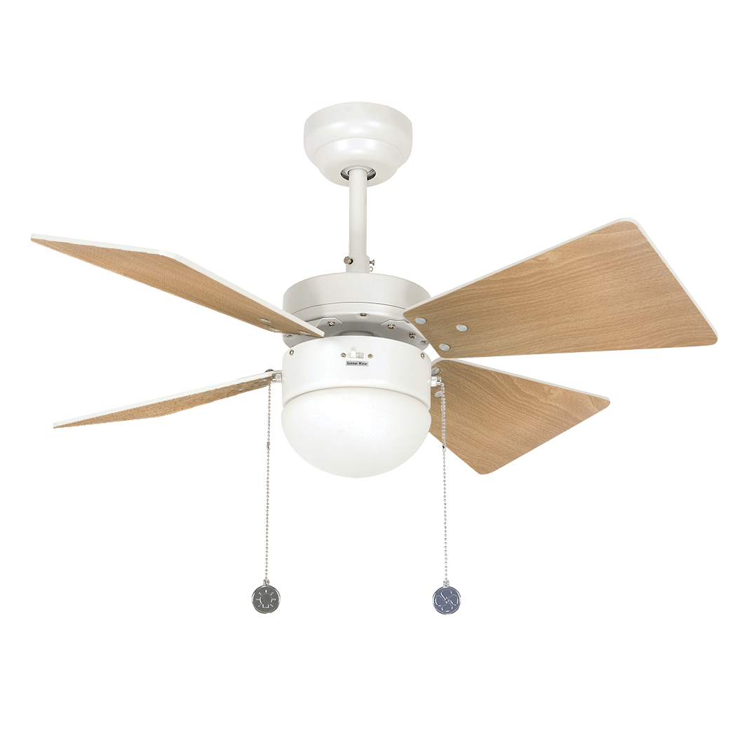 Kite White Ceiling Fan with Pull Chains