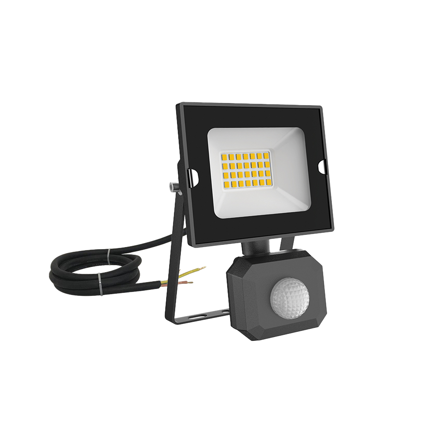 Black LED Floodlight with a motion sensor