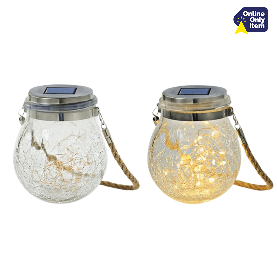 Litehouse 2 Pack Solar Copper Wire Cracked Lantern Jar