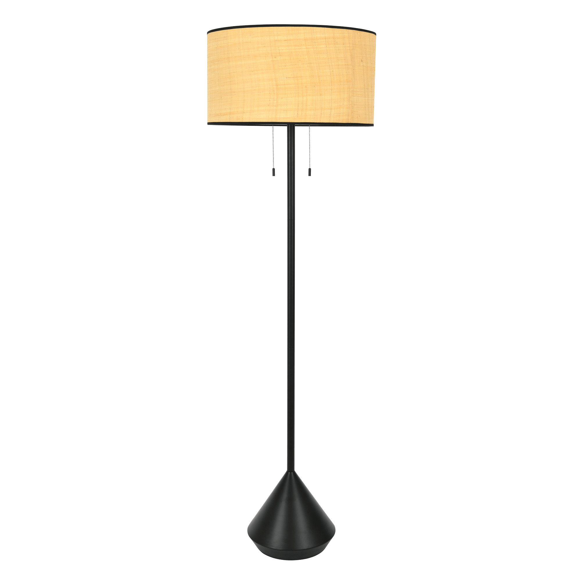 Onyx Black and Natural Floor Lamp with Pull Switches