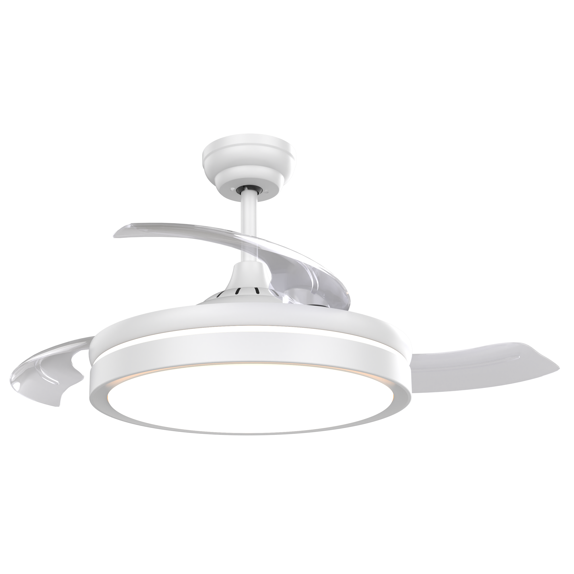 White 3 Blade Retractable DC Ceiling Fan With CCT LED