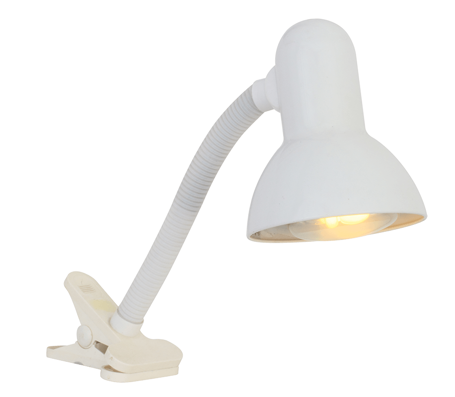 White Student Desk Lamp with Clamp