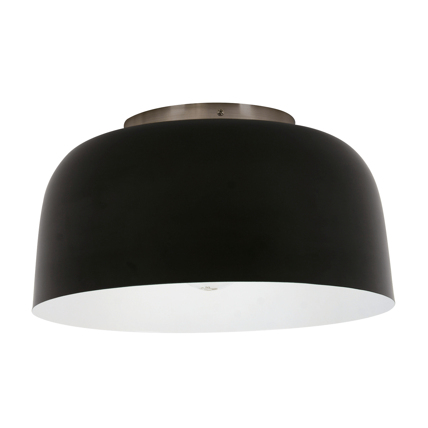 Black Ceiling Light with White Inner and Satin Nickel Base