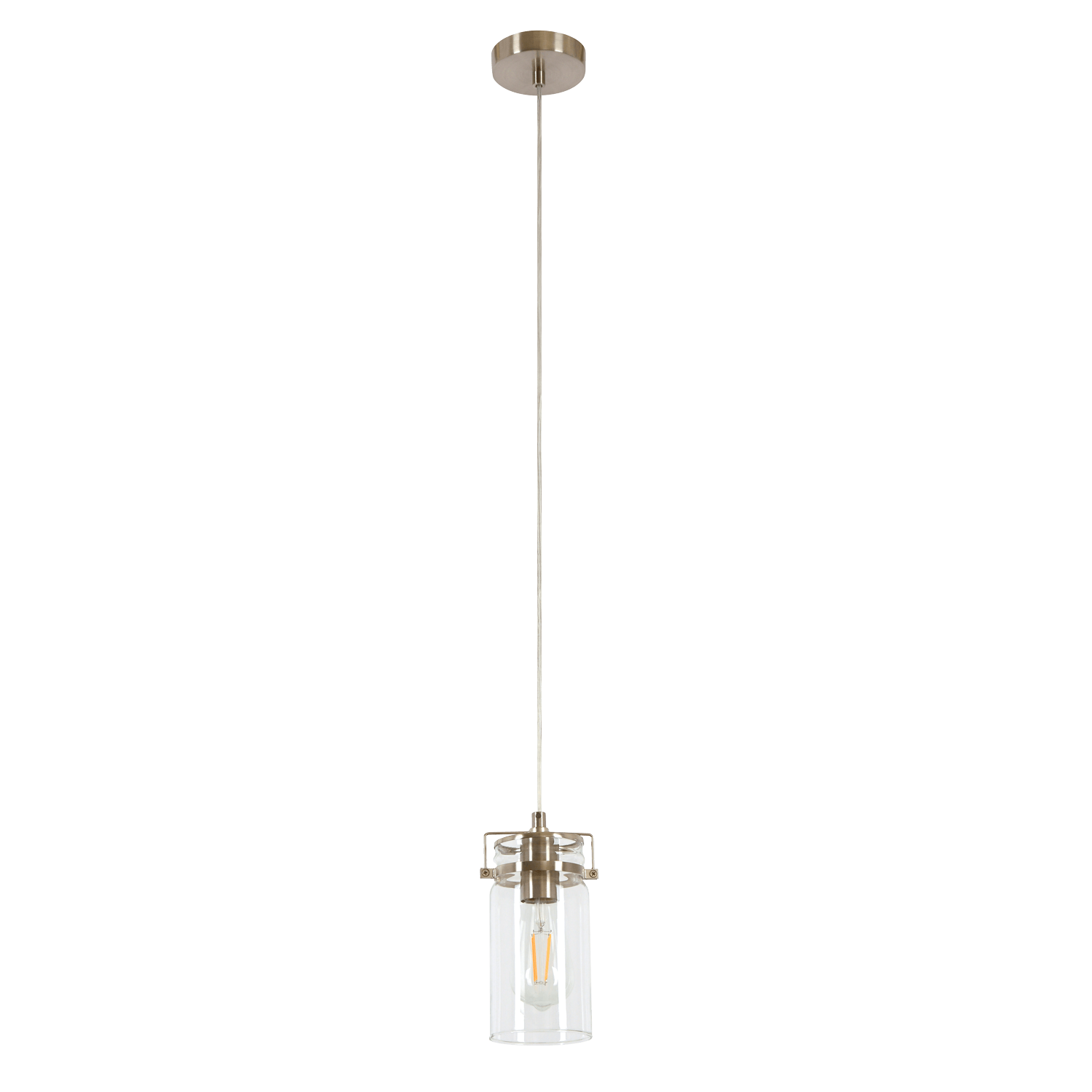 Linden Satin Nickel Pendant Light with Clear Glass