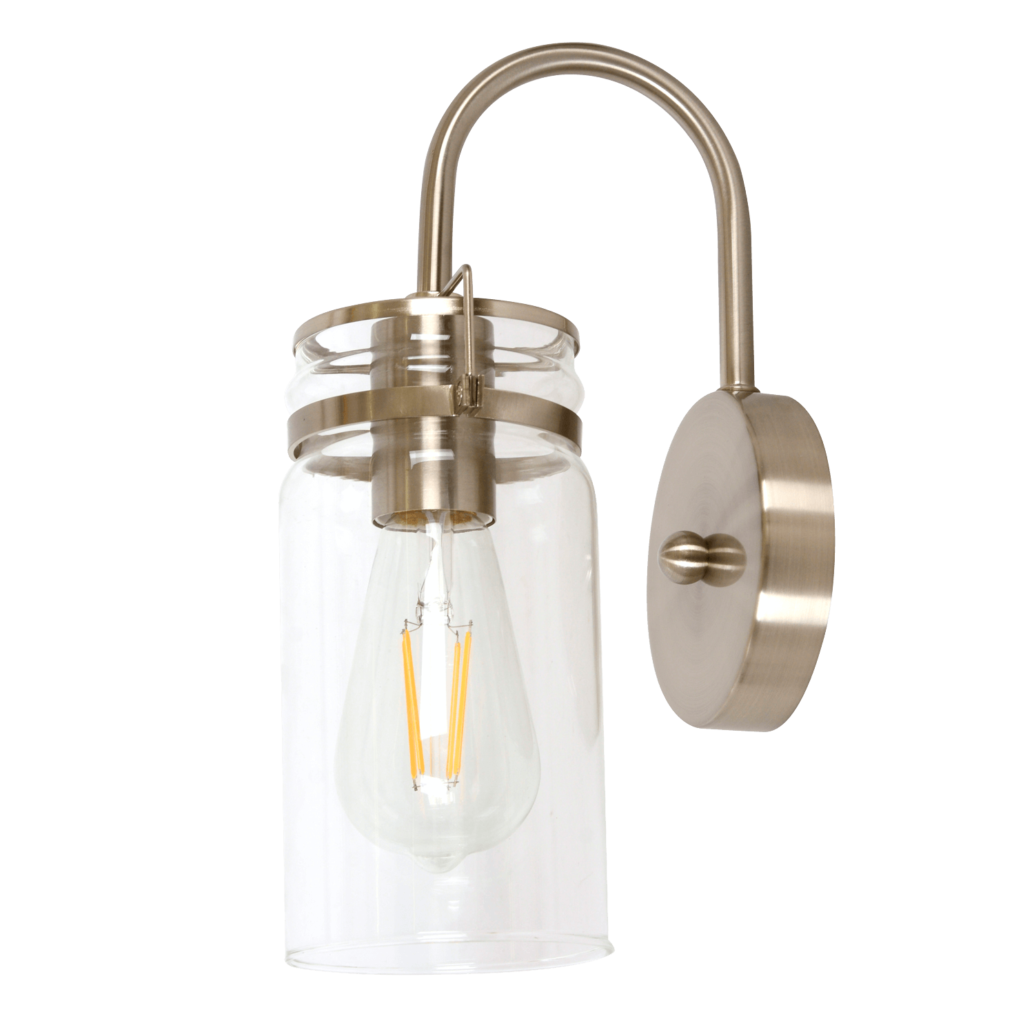 Satin Nickel Wall Light with Clear Glass