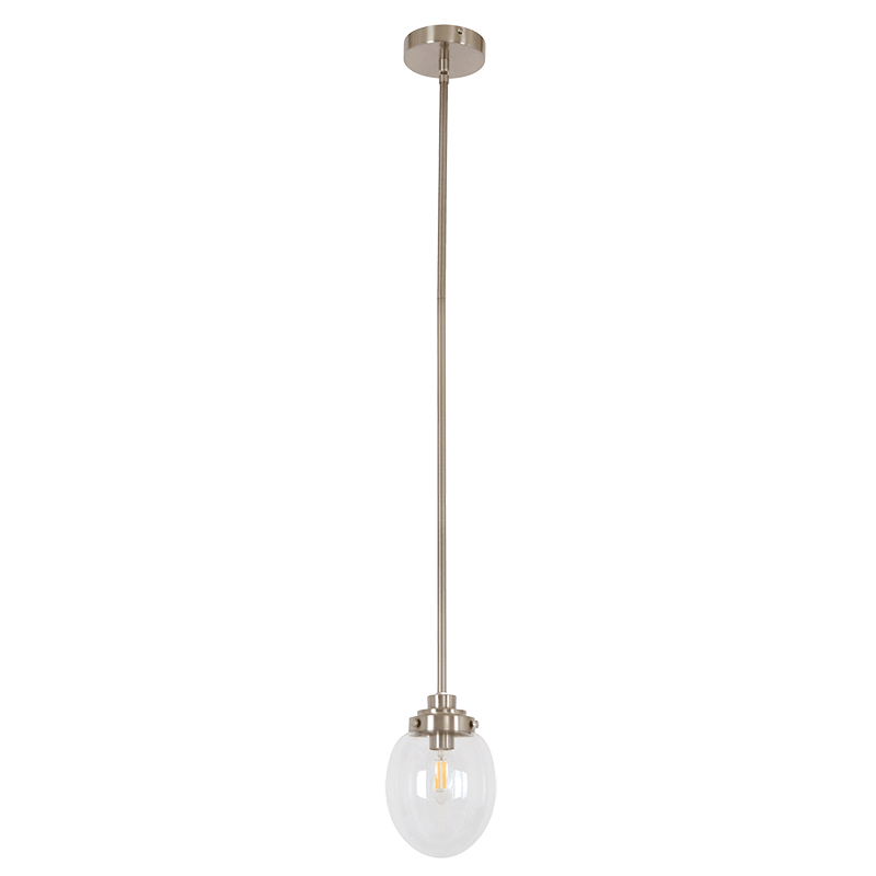 Osiris 1 light satin nickel and glass pendant light 